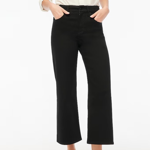 NWT J.Crew Factory Black Cropped wide-leg black jean all-day stretch SZ 28 & 31 - Picture 2 of 10